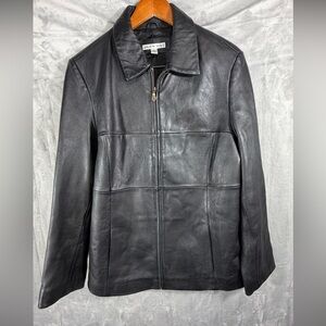 Jason Kole Black 100% Leather Zip Front Jacket Women’s XL leather coat